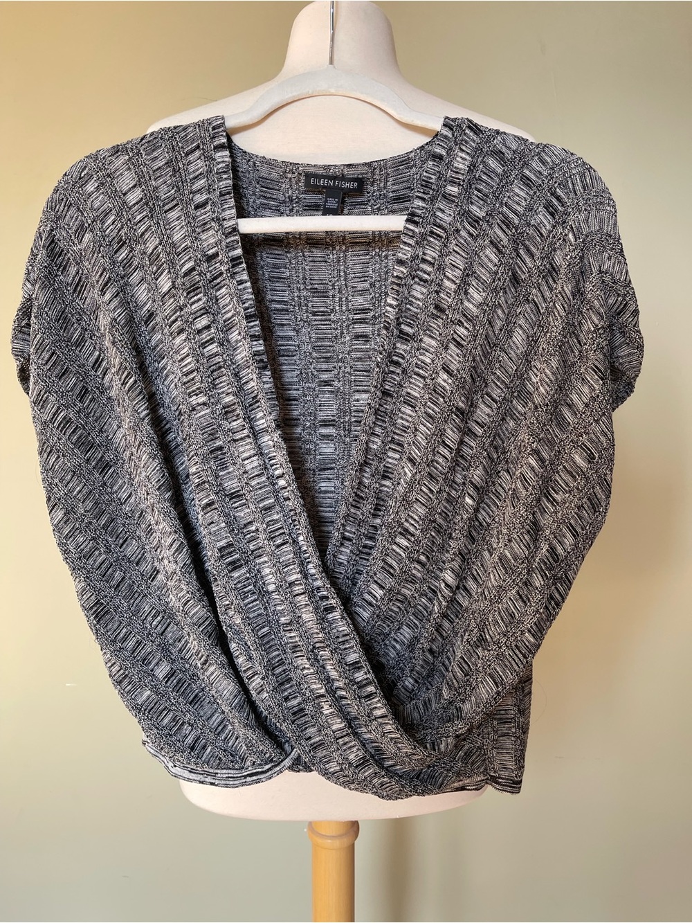 EILEEN FISHER Silk Linen Faux Wrap Top